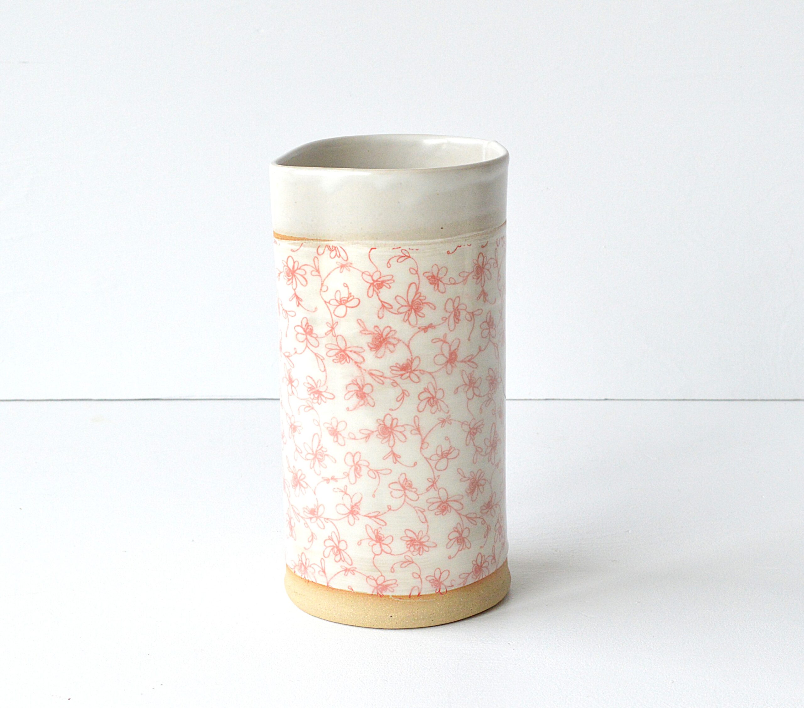 Stoneware Carafe -Red Floral