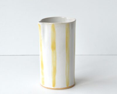 Stoneware Carafe - White + Yellow Stripe