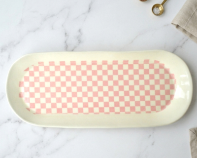 Oval Ceramic Platter - Checkerboard