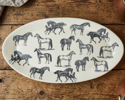 Oval Ceramic Platter - Horses