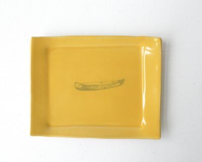 Mono Printed Stoneware Gift Plate - Canoe - Yellow