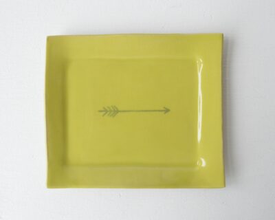 Mono Printed Stoneware Gift Plate - Arrow - Chartreuse