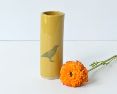 Round Bud Vase - Bird - Yellow