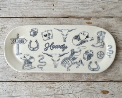 Small Oblong Ceramic Platter - Howdy